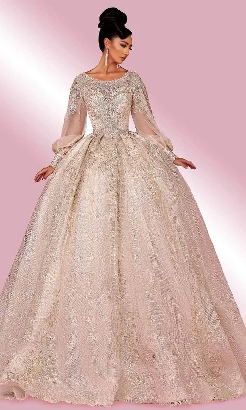 Romantic Lace Dress MNM COUTURE W2122 - Sequined Illusion Gown
