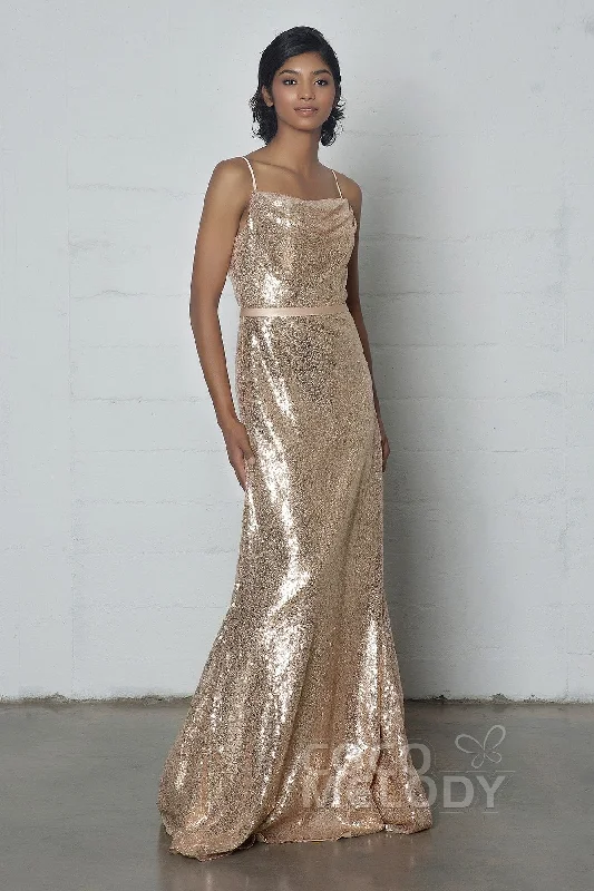 Handmade Dress Sheath-Column Floor Length Sequined Dress COZF17023