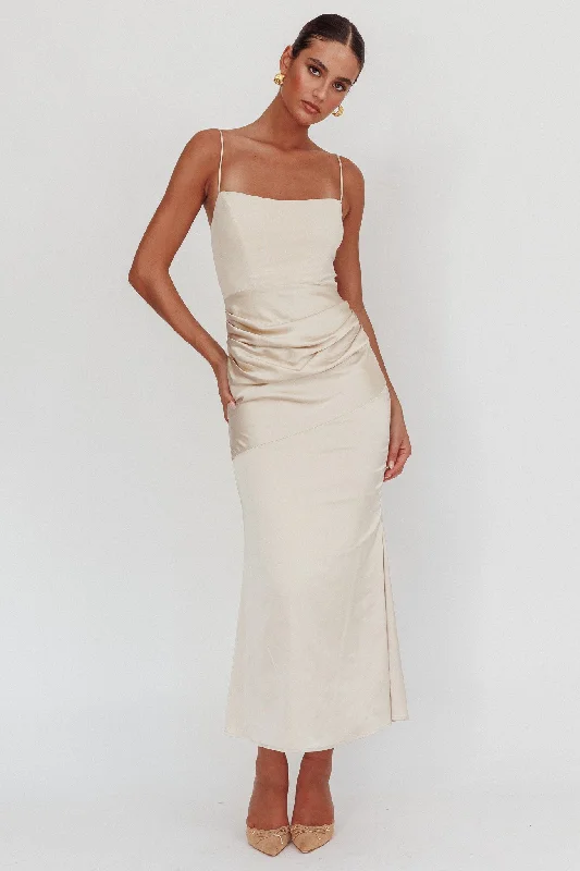 Short Sleeve Dress Morella Draped Waist Maxi Dress Champagne