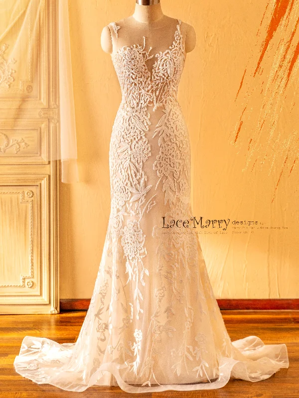 Pleated Gown NEVIN / Deep Sexy Back Wedding Dress