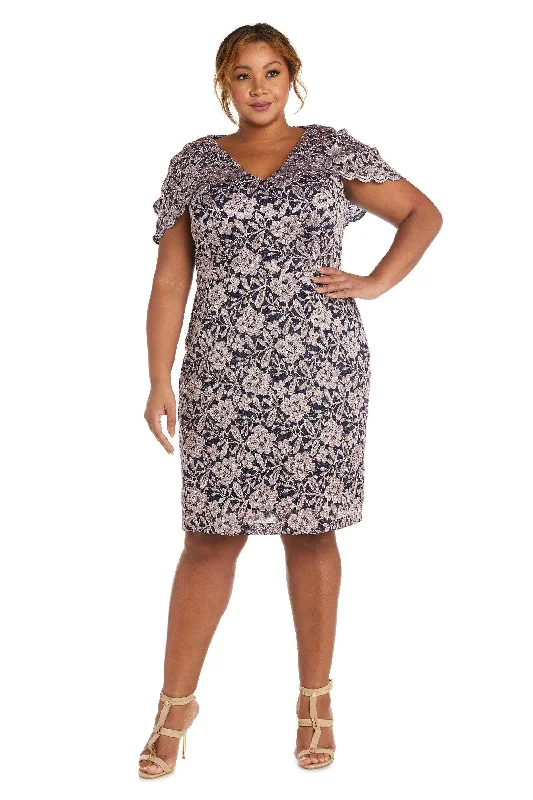 Nightway Short Plus Size Cocktail Lace Dress 22046W