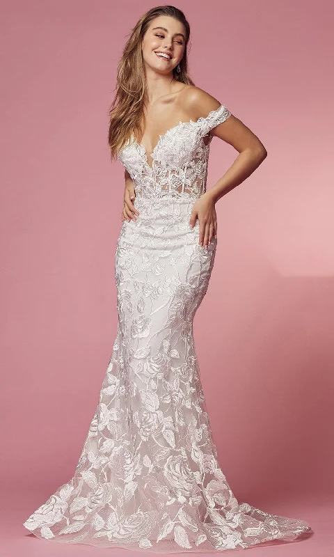 Off-White Dress Nox Anabel Bridal C439W - Sheer Corset Bridal Dress