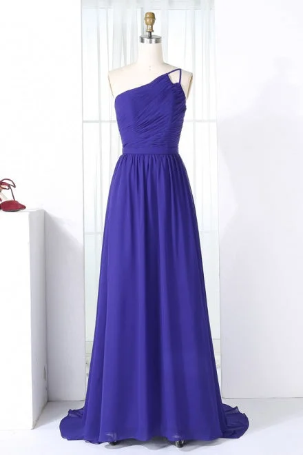 One Shoulder Straps Chiffon Bridesmaid Dress