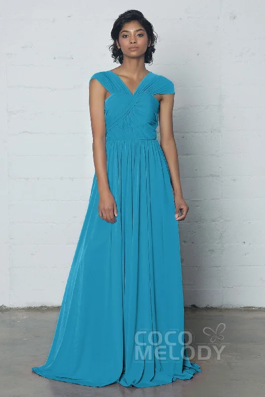 A-Line Dress Sheath-Column Floor Length Knitted Fabric Dress COZF17017