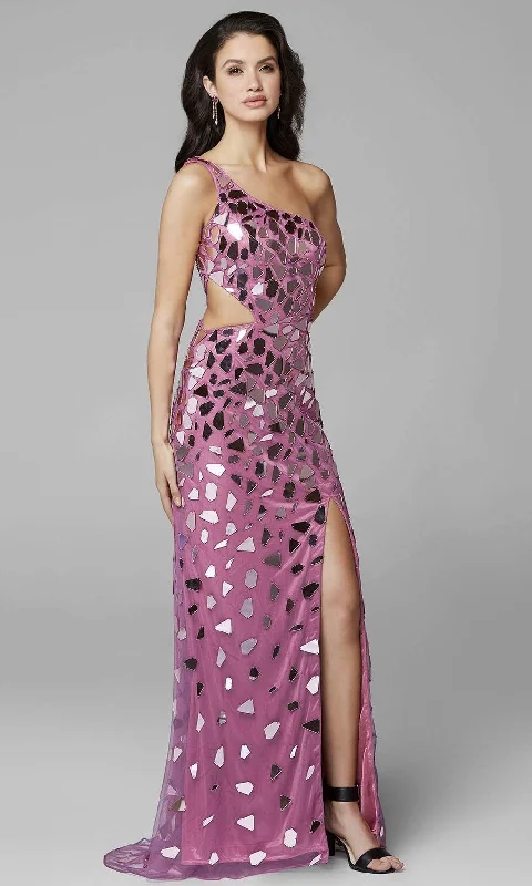 Sequin Wedding Gown Primavera Couture - 3623 Cut Glass Accent Asymmetric Prom Dress Sequin Wedding Gown Primavera Couture - 3623 Cut Glass Accent Asymmetric Prom Dress