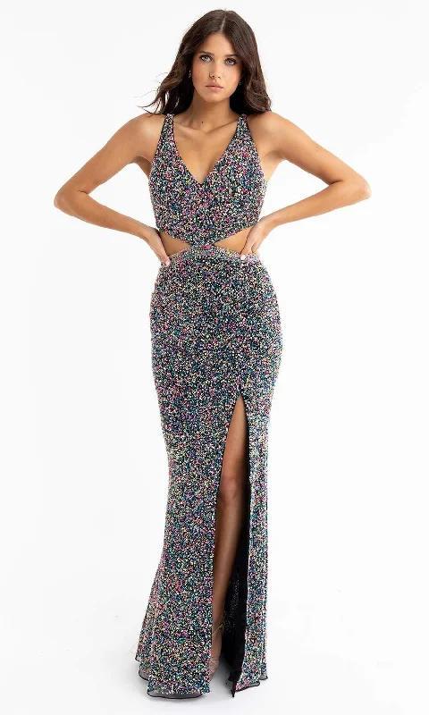 Beautiful Wedding Gown Primavera Couture - 3744 Sequined Cutout Sheath Prom Gown