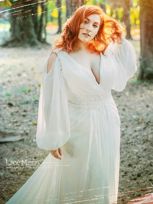 Designer Gown Puff Sleeve Boho Wedding Dress