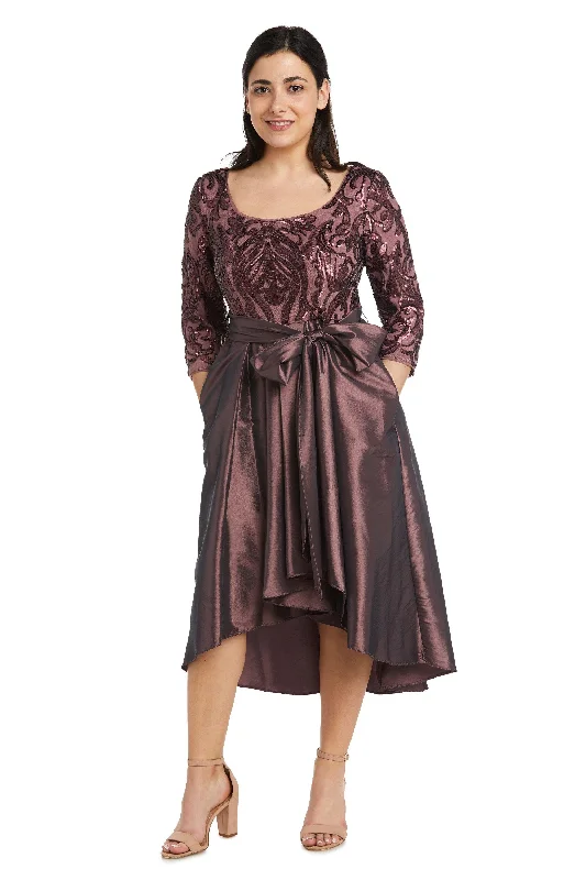 R&M Richards 7406P High Low Long Sleeve Petite Dress