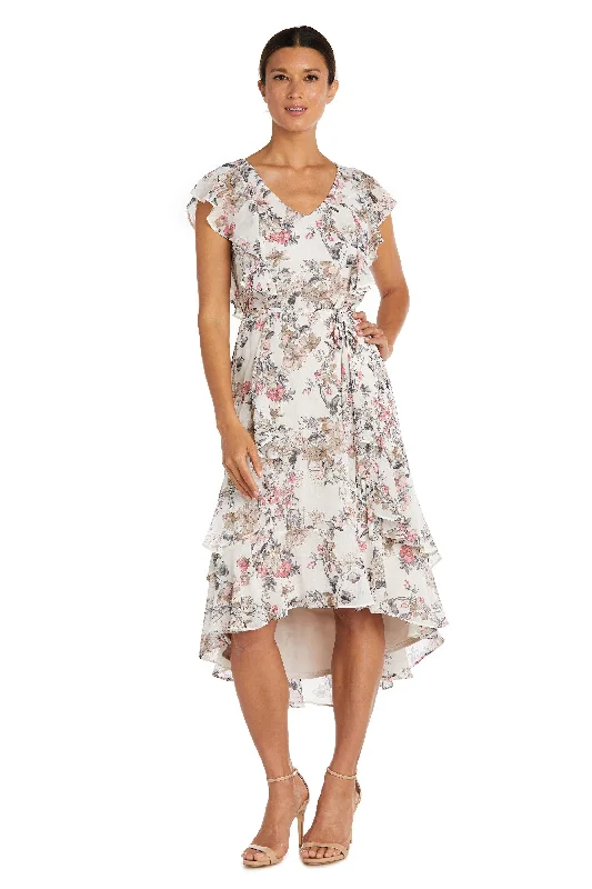 R&M Richards 7840 High Low Floral Chiffon Dress