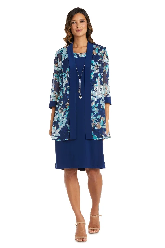 Illusion Neckline Dress R&M Richards 9389P Short Piece Petite Jacket Dress