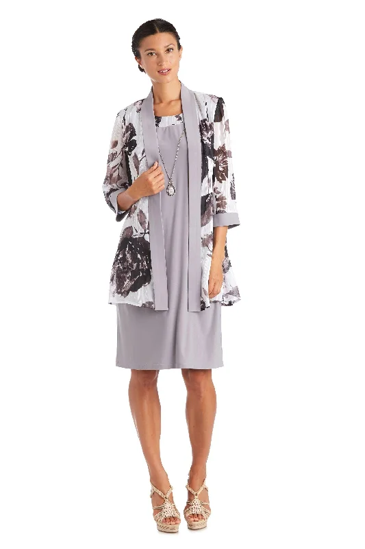 Embroidered Gown R&M Richards 7149 Short Piece Print Jacket Dress