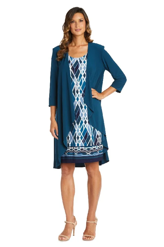 R&M Richards 7987P Short Petite Print Jacket Dress