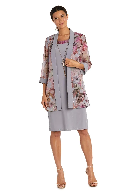 Puffy Sleeve Dress R&M Richards 7659P Short Petite Printed Jacket Dress