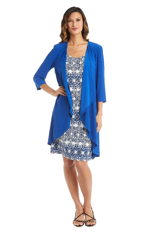 Custom Gown R&M Richards 7687P Short Print Jacket Petite Dress