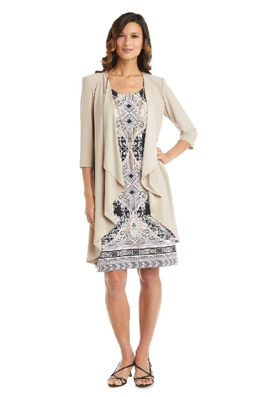 R&M Richards 7667 Short Two Piece Print Jacket Dress