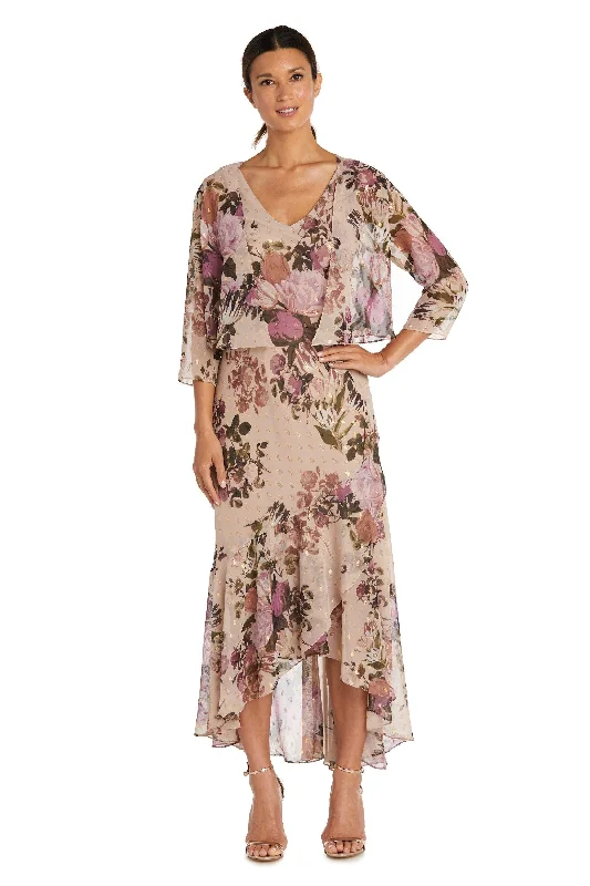 Flowy Chiffon Dress R&M Richards 7633 Two Piece High Low Jacket Dress Sale
