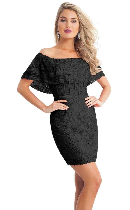 Rachel Allan Off Shoulder Short Lace Dress L1191