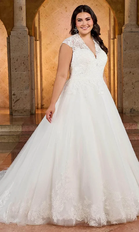 Unique Wedding Gown Rachel Allan RB3193 - Illusion Back Embroidered Bridal Gown