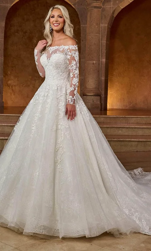 Chic Minimalist Dress Rachel Allan RB3196 - Straight Off-Shoulder Bridal Gown