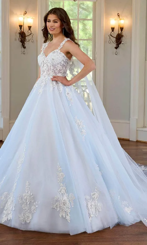 Ethereal Dress Rachel Allan RB4182 - Sweetheart Lace Bridal Gown with Cape