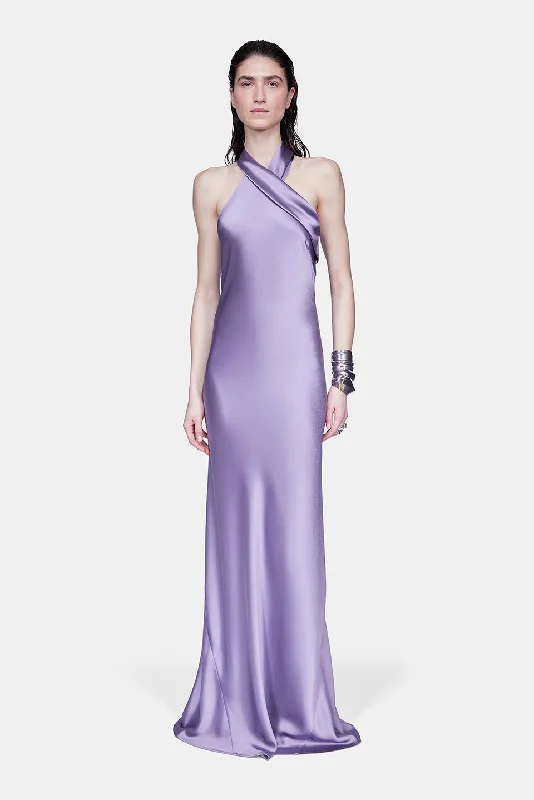 Unique Wedding Gown Satin Pandora Dress - Purple Steel