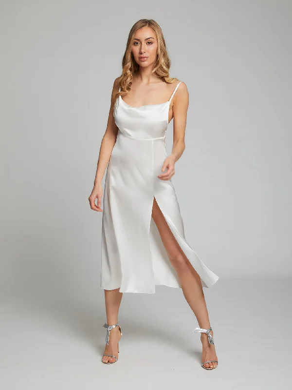 Selah silk dress in white