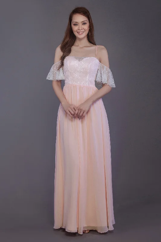Mermaid Dress Sheath-Column Floor Length Chiffon Bridesmaid Dress PR3521