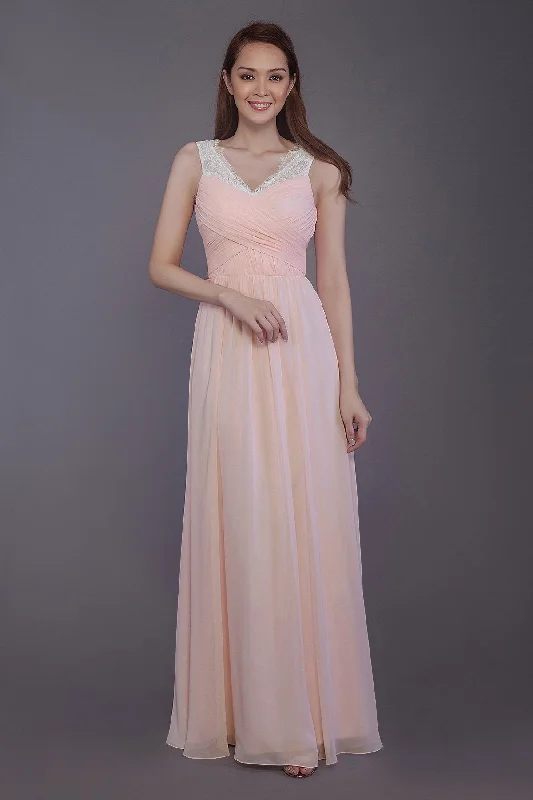 Satin Dress Sheath-Column Floor Length Chiffon Bridesmaid Dress PR3542