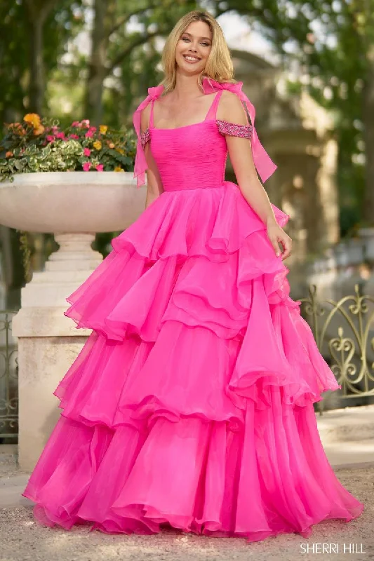 Appliqué Dress Sherri Hill Ruffle Ball Gown Prom Dress 56927