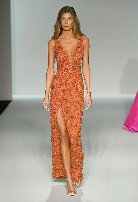 Floral Appliqué Gown Sherri Hill Dress 67053