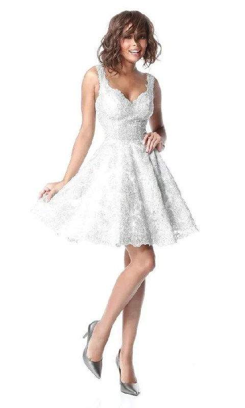 Open Back Dress Sherri Hill - Short Sweetheart Metallic Lace A Line Dress 51521 - 1 pc Ivory In Size 6 Available Open Back Dress Sherri Hill - Short Sweetheart Metallic Lace A Line Dress 51521 - 1 pc Ivory In Size 6 Available