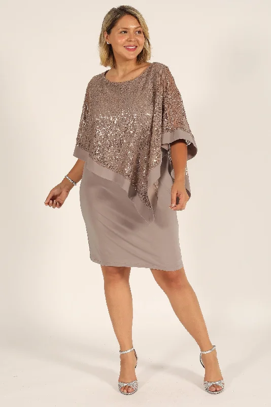 Sheath Wedding Gown R&M Richards 8749P Short Petite Lace Poncho Dress Sale