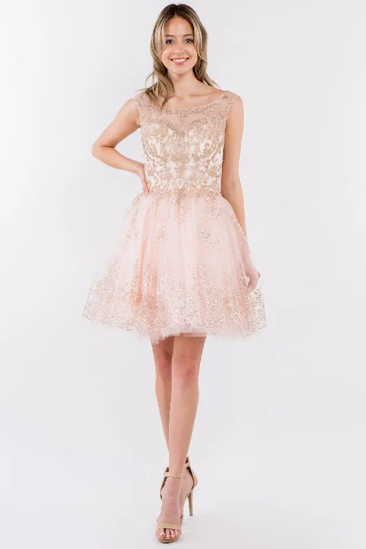 Sleeveless Embroidered Short Homecoming Dress