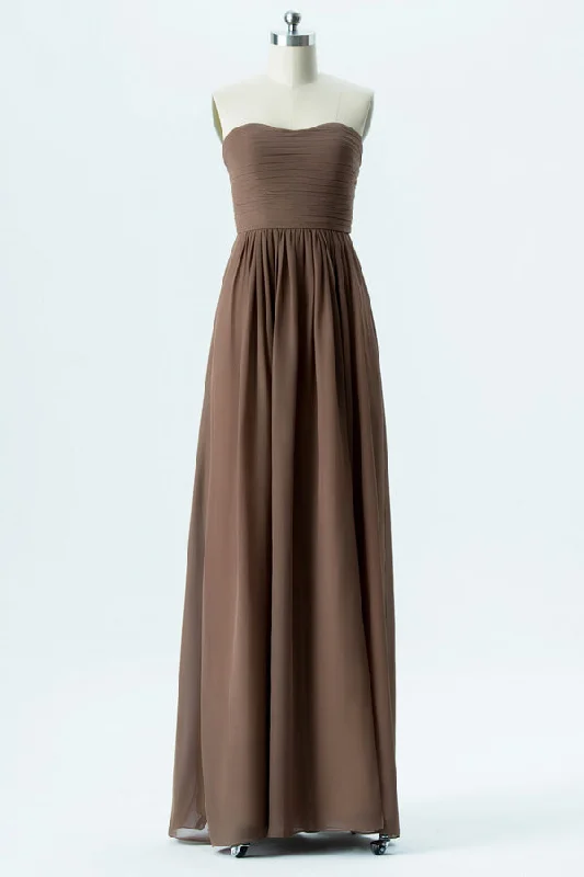 Sweet Brown StraplessChiffon Bridesmaid Dress