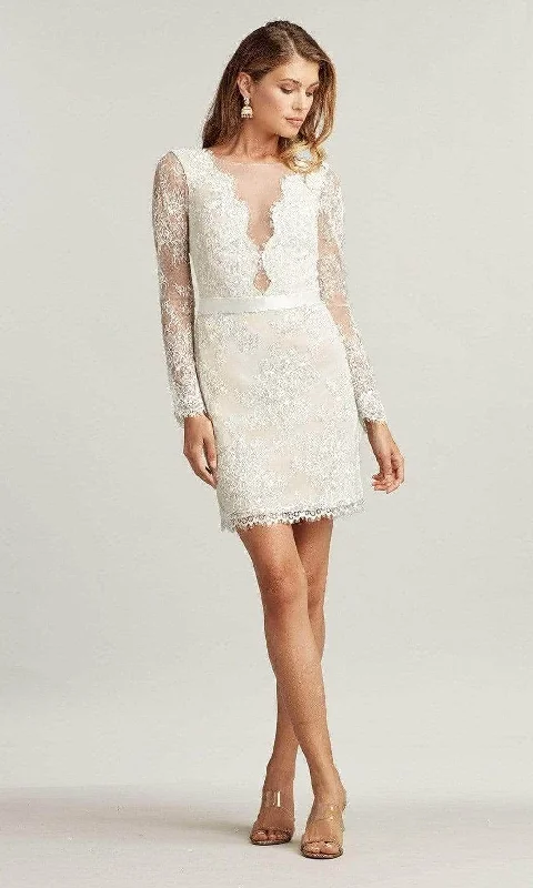 Puffy Sleeve Dress Tadashi Shoji - Long-Sleeve Illusion Neckline Cocktail Dress
