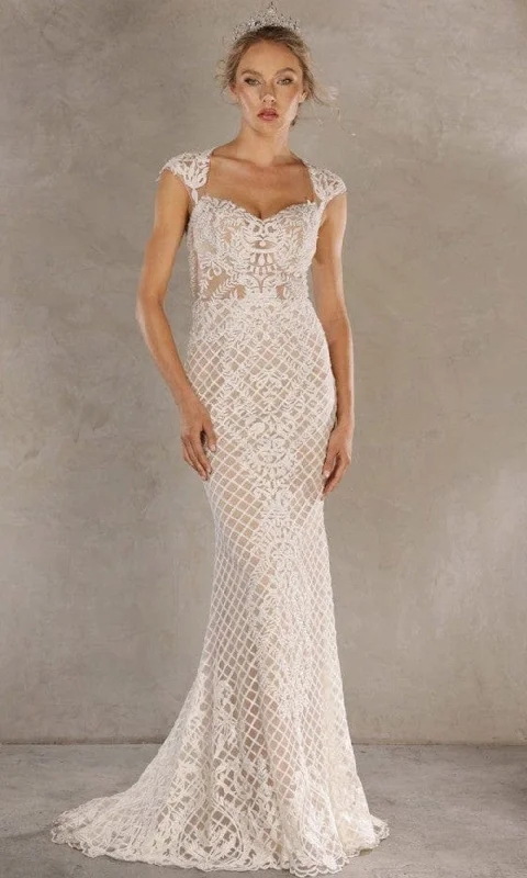 Empire Line Gown Terani Couture - 1811GL6477 Cap Sleeve Embroidered Gown