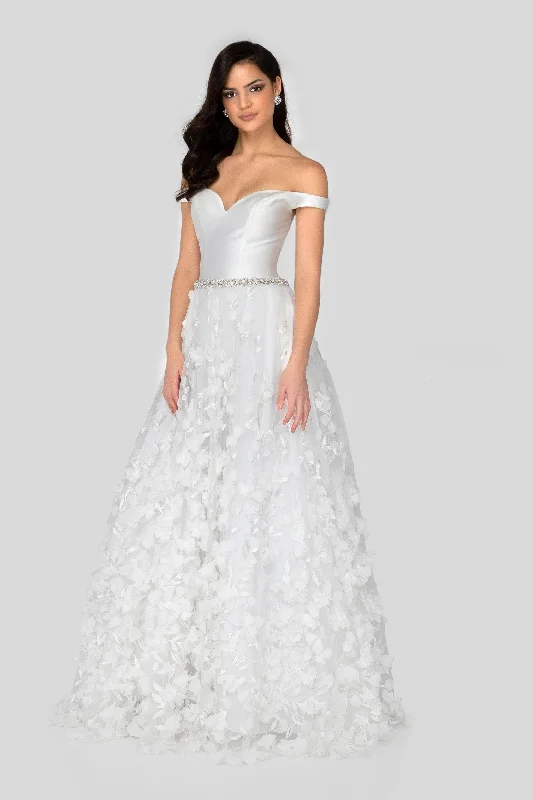 Strapless Dress Terani Couture - 3D Vine Appliques Off-Shoulder Gown 1911P8513