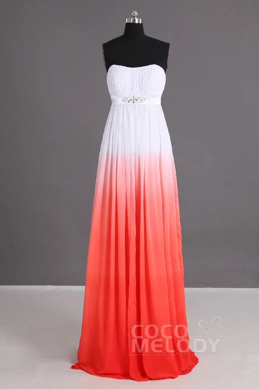 Sheath-Column Floor Length Chiffon Bridesmaid Dress Formal Dresses PR2917