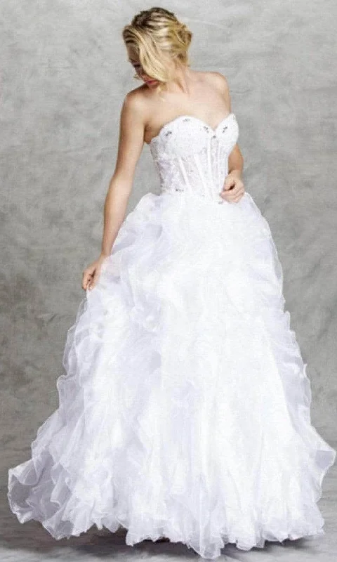 Handmade Dress Trevi Collection Bridal - LH032 Strapless Lace-Up Back Wedding Gown Handmade Dress Trevi Collection Bridal - LH032 Strapless Lace-Up Back Wedding Gown