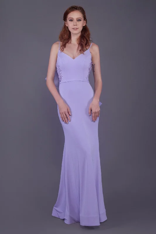 Grand Ballroom Gown Mermaid Floor Length Knitted Fabric Bridesmaid Dress PR3511
